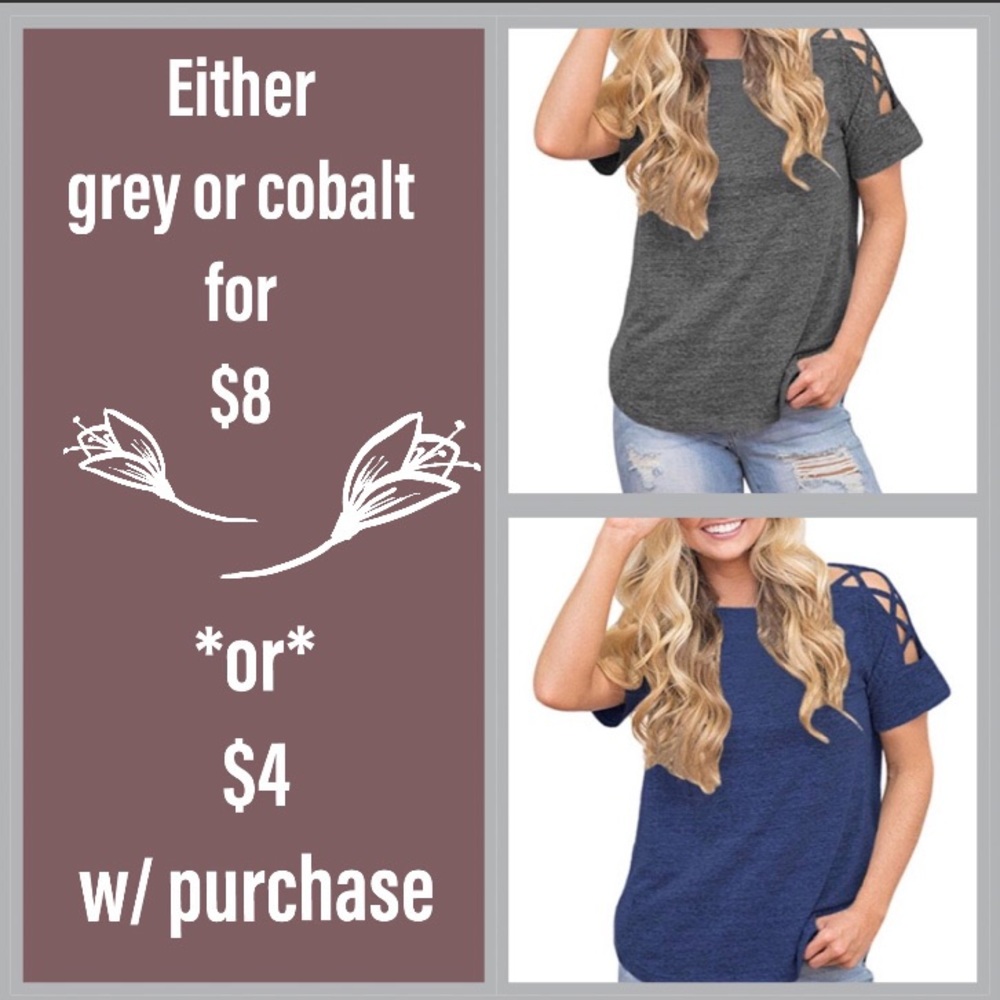 ONE LEFT!! **Sexy Cold Shoulder T-Shirt Blue **